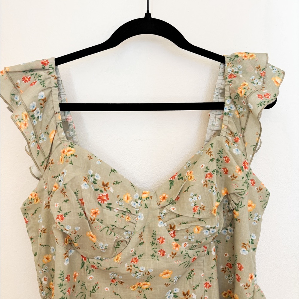 Floral Mini Dress in Matcha Green Size 1XL - Picture 3 of 11